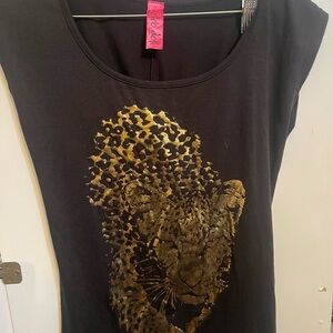 Black Leopard Print Top